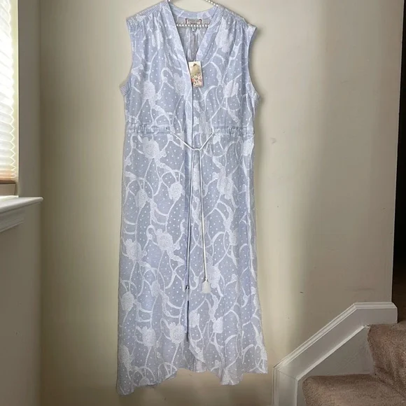 Johnny Was | Dresses | Johnny Was Workshop Womens Flore Seersucker Asymmetrical  Dress Blue Xl | Poshmark